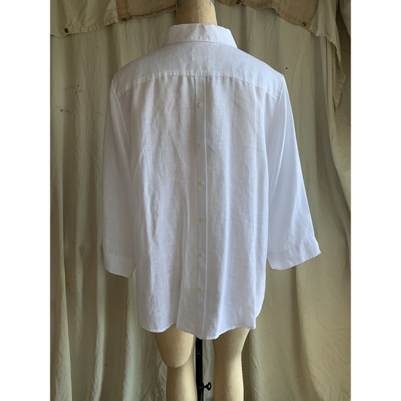 Chico’s Optic White Wrinkle Free Linen Button Up 3/4 Sleeve  Size 3 Large NWT - Picture 6 of 7